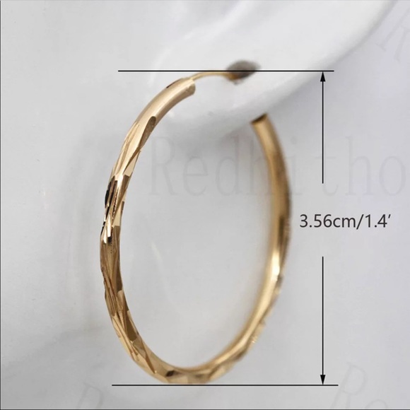 💎18k Gold Hoop Earrings ear ring - Picture 2 of 12